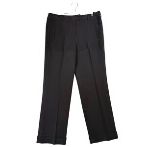 Larry Levine Petite Black Stretch Straight Leg Cuffed Dress Pants Size 10P‎
